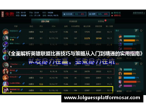 《全面解析英雄联盟比赛技巧与策略从入门到精通的实用指南》