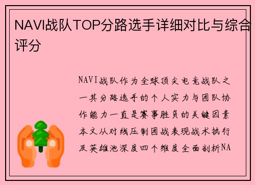 NAVI战队TOP分路选手详细对比与综合评分